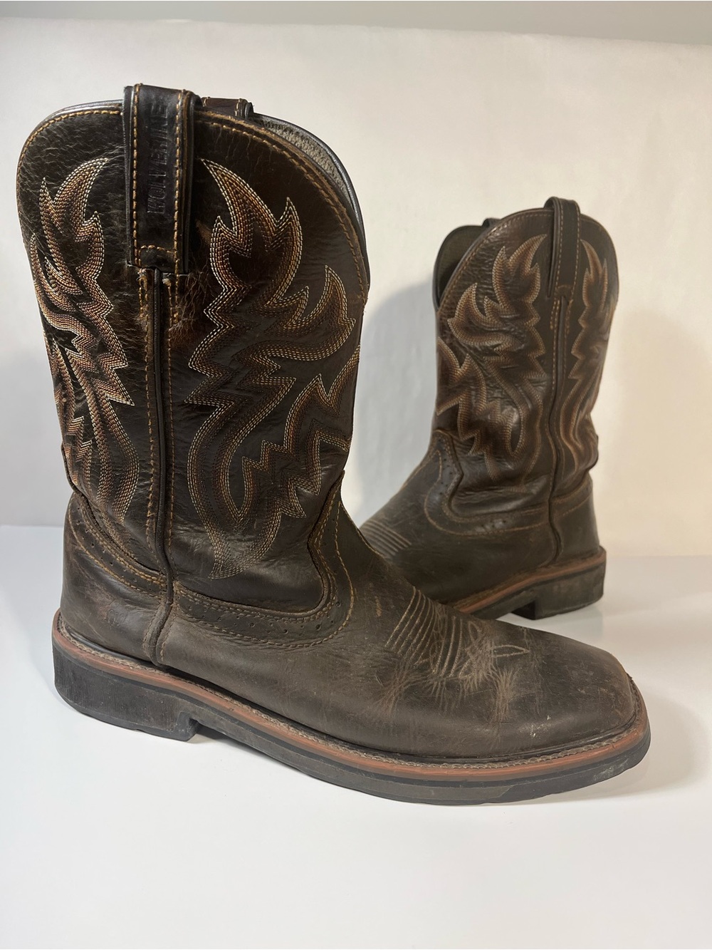 Wolverine Rancher Square Toe Brown Leather Wellington Western Work Boots 11